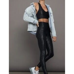 AR-33 Women's Sz. Sm Black Leopard Leggings. Made In USA